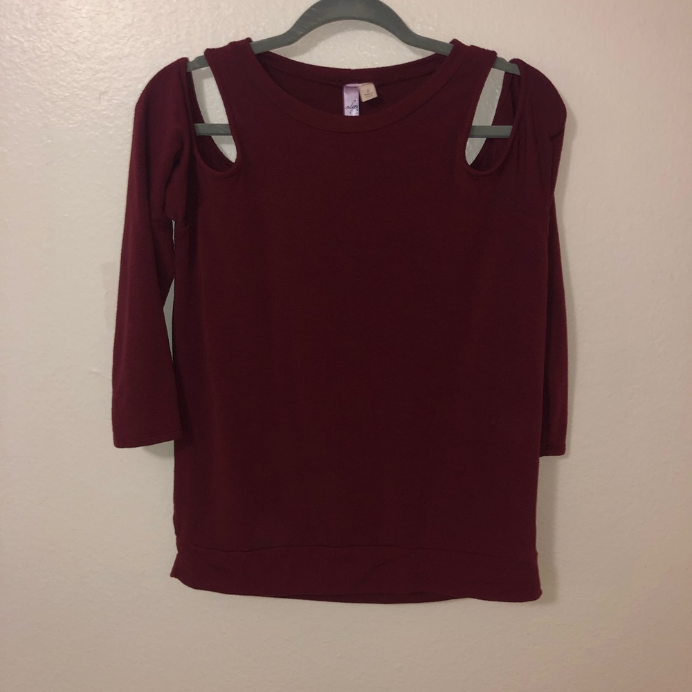 Cold shoulder long sleeve sweater